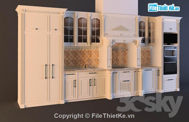 mode bếp,mode bếp tân cổ điển,mode 3dmax bếp,thiết kế bếp tân cổ điển